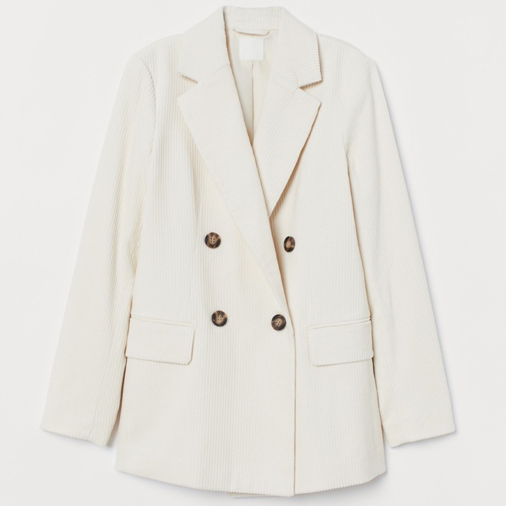 Corduroy cream oversized double breasted blazer
